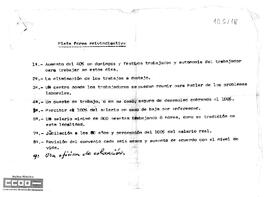 Plataforma reivindicativa.
