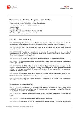 Entrevista a Joaquina Cordero Cuéllar