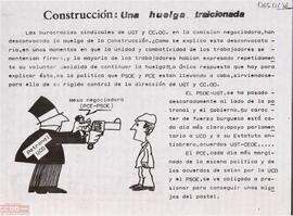 “Construcción: una huelga traicionada”. Comunicado del Comité de Sevilla de la OCE (Bandera Roja)