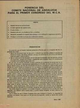 “Ponencia del Comité Nacional de Andalucía para el primer Congreso del MCA”