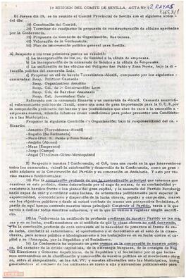 Acta del Comité Provincial de Sevilla