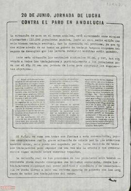 “20 de junio, jornada de lucha contra el paro en Andalucía”