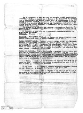 Copia del acta de la reunión de la Sección Social de la Hermandad de Labradores de La Rinconada en la que se presenta la propuesta de convenio colectivo.