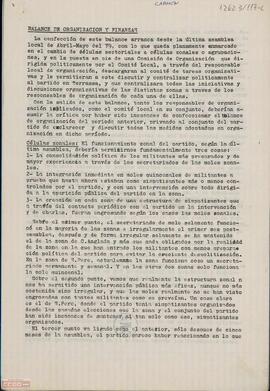 “Balance de organización y finanzas”