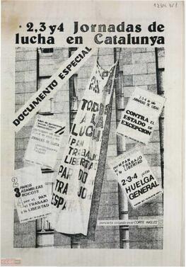 ”2, 3 y 4 Jornadas de lucha en Catalunya” documento editado por el Comité Nacional de Catalunya del PTE.