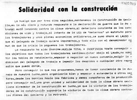 “Solidaridad con la construcción”. Comunicado del Comité de la Construcción de la OCE (Bandera Roja) referente a la necesidad de continuar la huelga