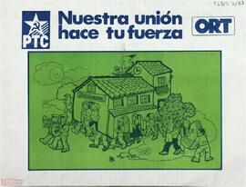 “Nuestra unión es tu fuerza. En las municipales vota. Partido del Trabajo de Catalunya. Organización Revolucionaria de Trabajadores”.