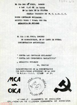 “El día dos de junio... charla coloquio de MCA-OIC sobre centrales nucleares... “