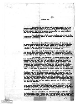 Escrito de la Comisión de representantes sindicales de empresas metalúrgicas de Sevilla al Gobernador Civil de Sevilla reivindicando mejoras económicas.
