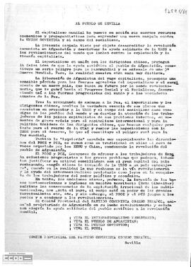Comunicado del Comité Provincial de Sevilla del PCOE  referente a la revolución del pueblo de Afganistán.