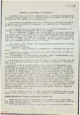 Informe del Responsable de Agitación y Propaganda para la II Conferencia Provincial de Sevilla de la [OCE (Bandera Roja)]