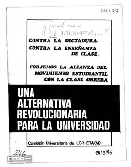 “Una alternativa revolucionaria para la Universidad”. Folleto de la Comisión Universitaria de la LCR-ETA (VI).