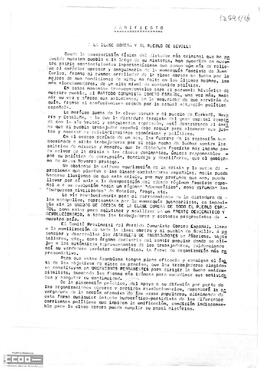Manifiesto del Comité Provincial de Sevilla del PCOE de apoyo a la huelga general.