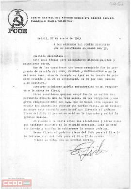Carta de Enrique Líster a los miembros del Comité Ejecutivo que no asistieron al Pleno del 15.
