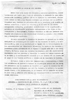 “Apoyemos la lucha de los becarios”. Llamamiento del Comité Provincial de Granada del Movimiento Comunista de Andalucía y del Comité de Granada de las Juventudes Andaluzas Revolucionarias