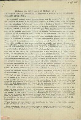 Circular del Comité Local de Sevilla de la [OCE (Bandera Roja)] sobre la contraofensiva burguesa y la ruptura de la Oposición Democrática