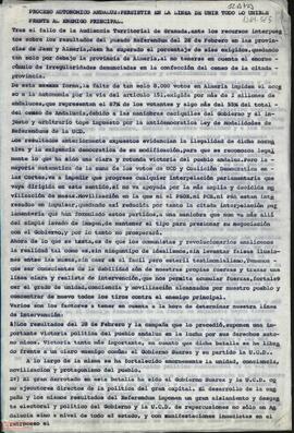 Proceso autonómico andaluz: persistir en la línea de unir todo lo unible frente al enemigo principal”. Juan Antonio González