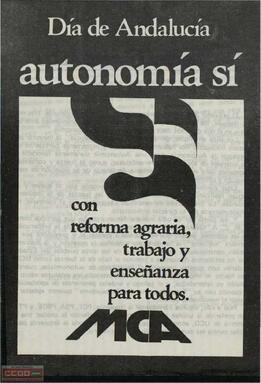 “Día de Andalucía: autonomía sí, con reforma agraria, trabajo y enseñanza para todos”. Llamamiento del Movimiento Comunista de Andalucía a la participación en las manifestaciones del 2 de diciembre