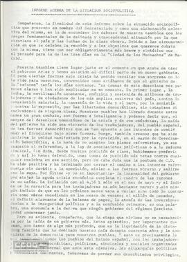 Asamblea de Barcelona. Segunda ponencia: “Acerca de la situación sociopoítica”, presentada por Nicolás Sartorius