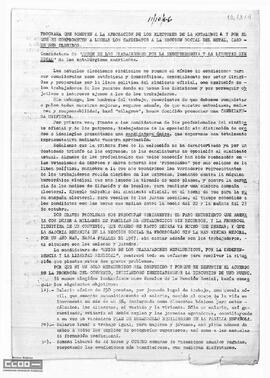 Programa de los candidatos a Vocales para la Sección Social del Metal de la provincia de Madrid.