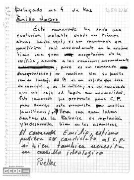 Informe sobre Emilio López, delegado nº 4 de Kas.