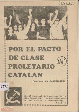 Por el pacto de clase proletario catalán”. Manifiesto del  Comité Nacional de Catalunya de la Liga Comunista