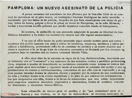 “Pamplona: un nuevo asesinato de la policía”. Llamamiento del Comité Provincial de Sevilla de la OCE (Bandera Roja) a la solidaridad con el pueblo vasco