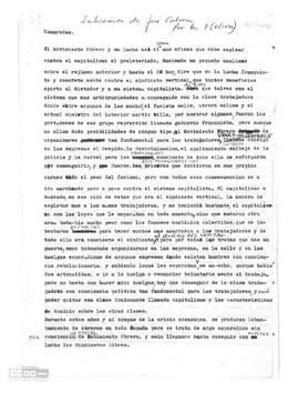 Informe sobre el movimiento obrero por José Cabrera, de la célula 7 de la Oliva.
