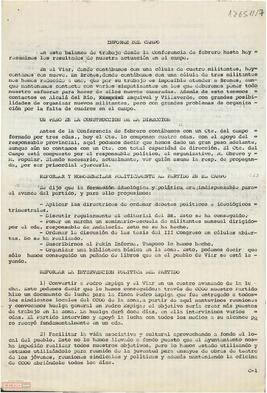 Informe del Responsable del Campo para la II Conferencia Provincial de Sevilla de la [OCE (Bandera Roja)]