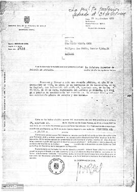 Acuerdo del Gobierno Civil de Sevilla por el que se impone una multa a Francisco Acosta por promover y realizar la reunión del día 12 de septiembre.
