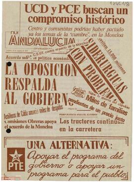 “Una alternativa: apoyar el programa del gobierno o apoyar un programa para el pueblo”. Llamamiento del Comité Regional de Andalucía del PTE.
