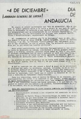 “4 de diciembre día de Andalucía ¡Jornada general de lucha!”. Llamamiento del Comité Provincial de Málaga de la OCE (Bandera Roja) a la lucha el 4 de diciembre y a la abstención de voto el día 6