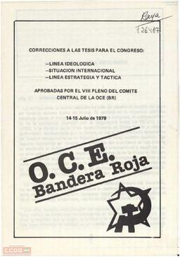Correcciones a las tesis para el Congreso: línea ideológica...  Aprobadas por el VIII Pleno del Comité Central de la OCE (BR)
