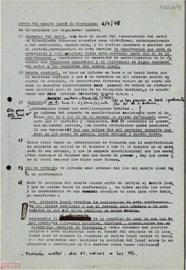 Acta del Comité Local de Barcelona de la  LCR