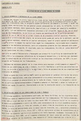 “La situación de la clase obrera en España”. Ponencia nº 2.