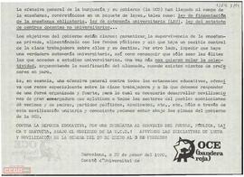 Llamamiento del Comitè d’Universitat de la OCE (Bandera Roja) a la  realización de movilizaciones contra la reforma educativa