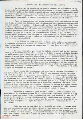Comunicado del Comité del Metal de la OCE (Bandera Roja) sobre la huelga