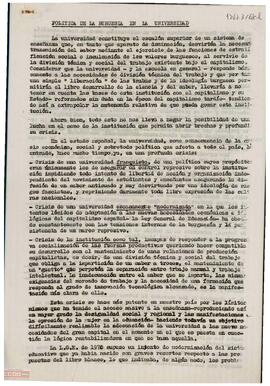 “Política de la burguesía en la universidad”