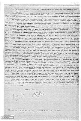 Carta de E. Saborido y F. Soto al Presidente de la Unión de Empresarios del Sindicato del Metal de Sevilla en la que piden que se manifieste públicamente a favor de la anulación de las condenas.