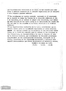 Comunicado de la COS haciendo público los documentos constitutivos.