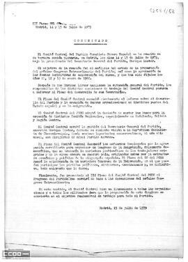 Comunicado del Comité  Central del PCOE sobre el desarrollo de su reunión.