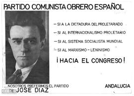 “Partido Comunista Obrero Español... ¡Hacia el congreso!”.