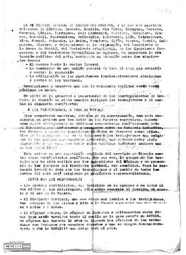 Comunicado de las Comisiones Obreras de Sevilla referente a la VI Reunión General de Comisiones Obreras.