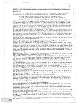 Programa reivindicativo que presenta la Comisión Obrera de la Construcción, Vidrio y Cerámica de Sevilla.