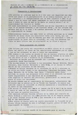 Informe de la reunión de los 5 miembros de la Permanente de la Organización de Jerez del PTA, 25 de agosto de 1978.