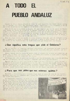 “A todo el pueblo andaluz”. Llamamiento del Comité Regional de Andalucía del PTE para que continúen en la lucha.