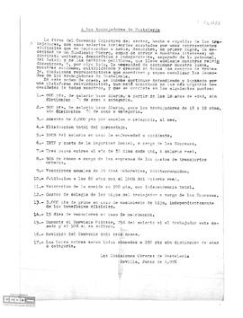 Comunicado de las Comisiones Obreras de Hostelería de Sevilla sobre la plataforma reivindicativa.