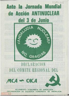 “Ante la jornada mundial de acción antinuclear del 3 de junio”. Declaración del Comité Regional del Movimiento Comunista de Andalucía- Organización de Izquierda Comunista de Andalucía
