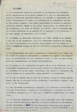 Resolución del  I Congreso sobre el campo.