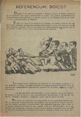 “Referéndum: boicot”. Llamamiento del Comité Provincial de Granada del PTE a la abstención activa en el referéndum.